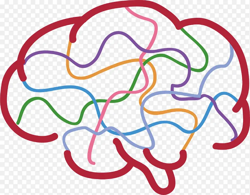 五彩线条人类大脑