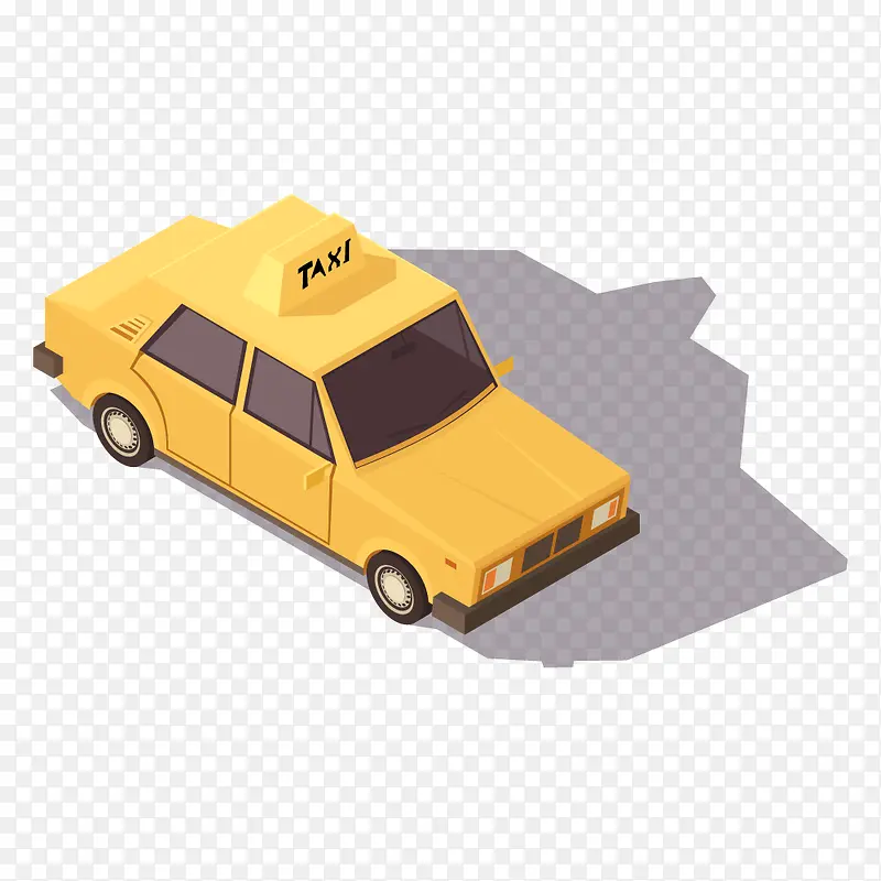 立体汽车黄色出租车矢量素材
