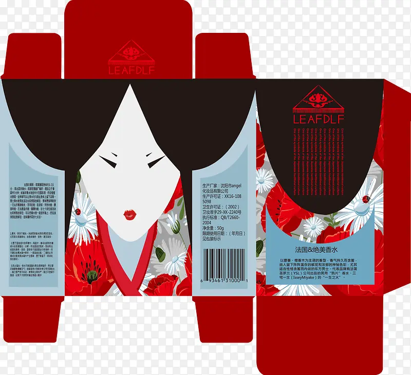 红色日式印花包装