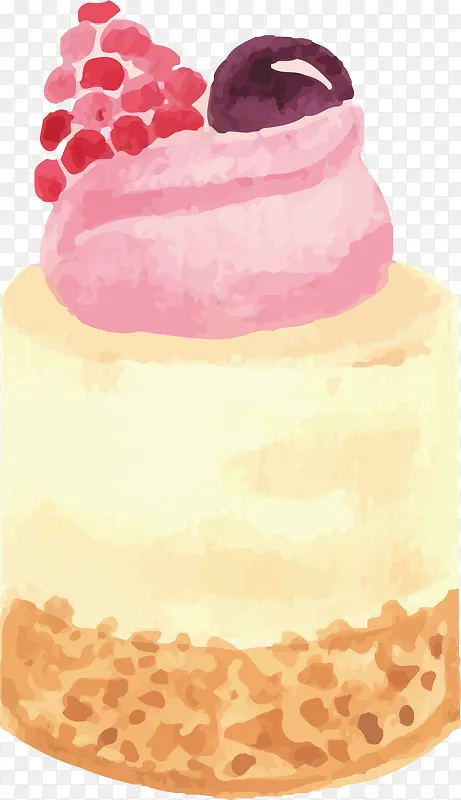 矢量手绘水彩蛋糕甜品