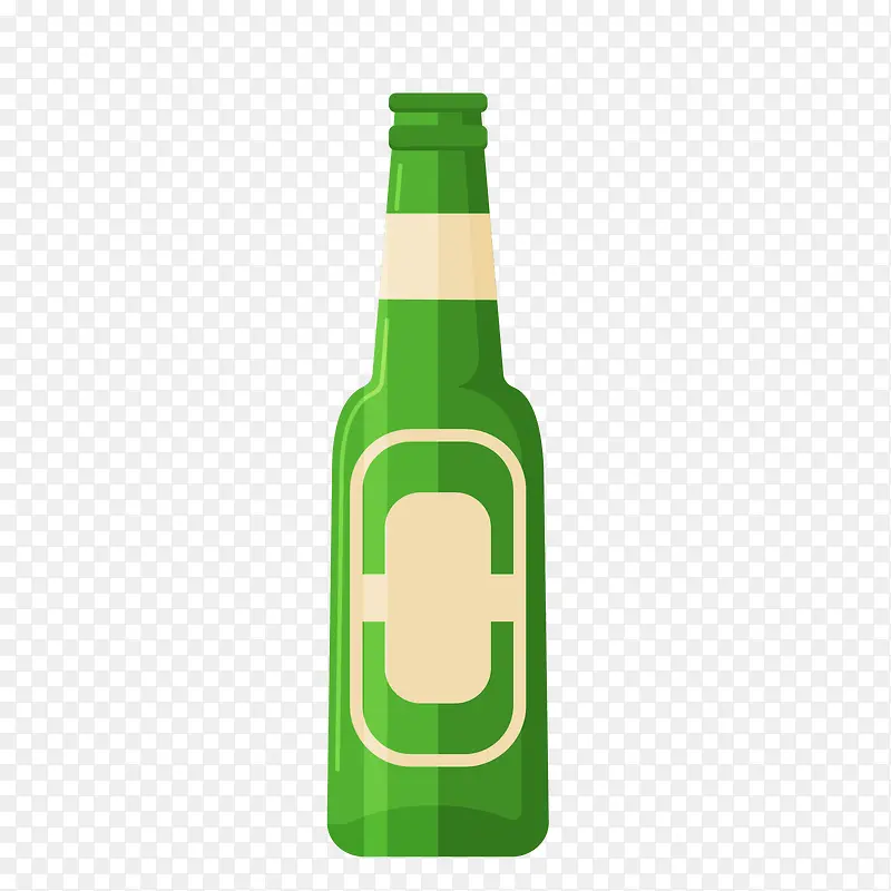 白绿色卡通日常啤酒瓶