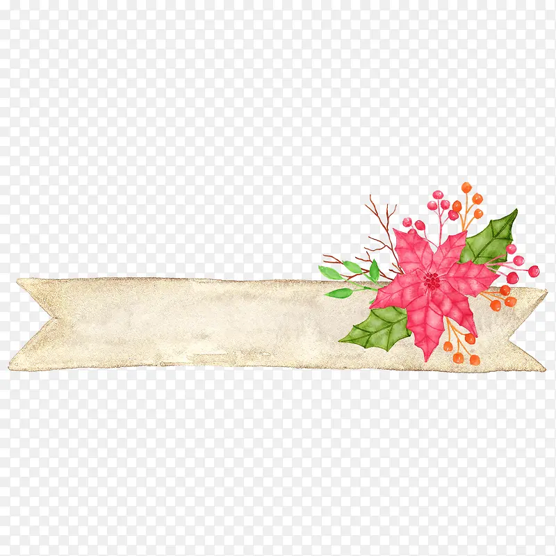 长条标签上的红花