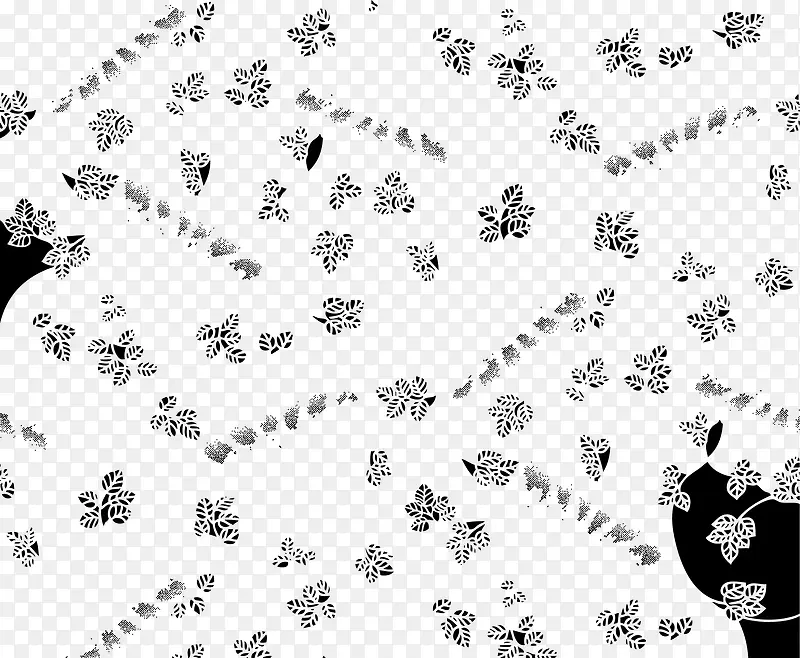 矢量黑白花卉纹样图案