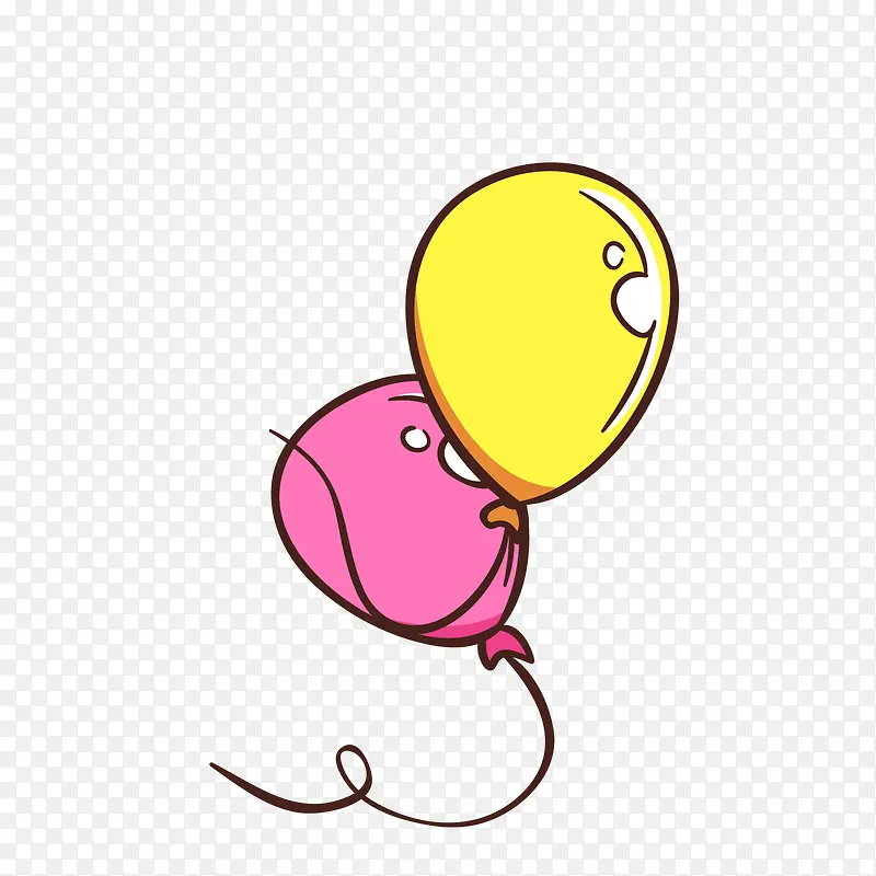 红黄色飞舞的卡通气球