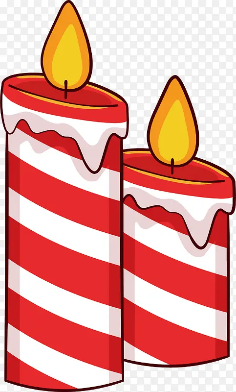 红白色条纹圣诞节蜡烛