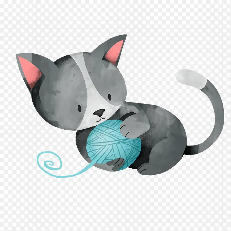 玩毛线球的小猫咪设计