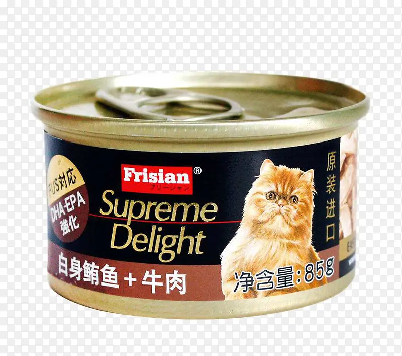 黄猫猫咪食用猫罐头