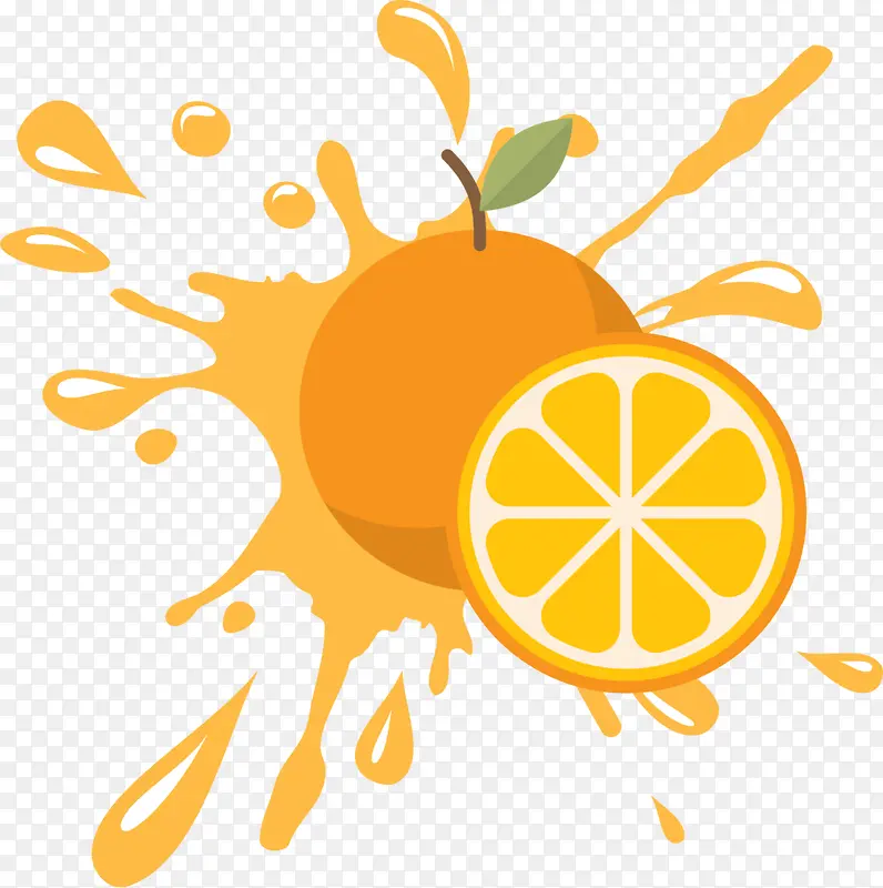 鲜榨果汁橙色橙子