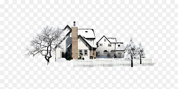 雪地里的小房子简约装饰