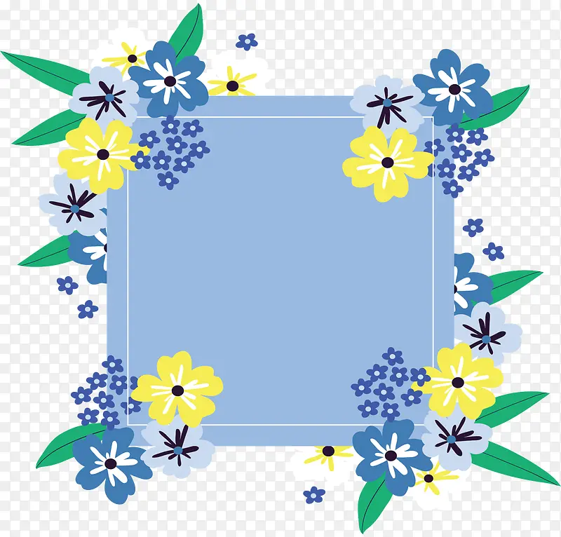 蓝白色春花装饰框