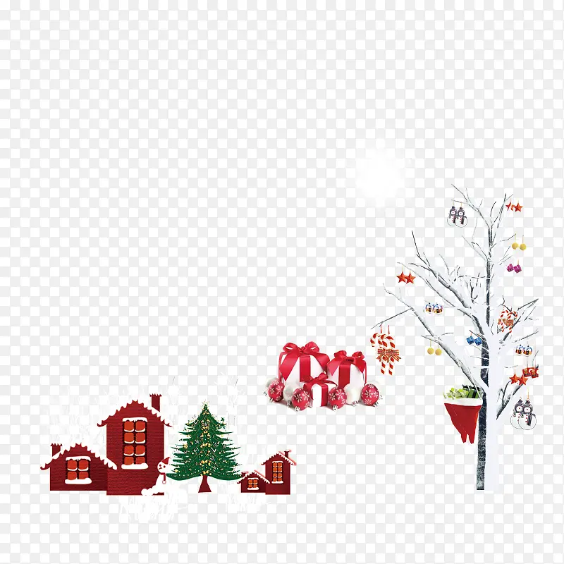 圣诞树和圣诞房子