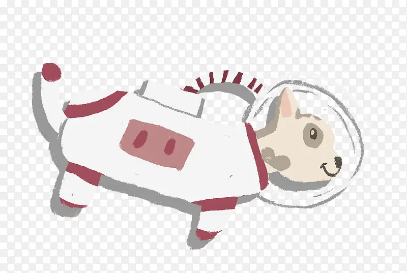 卡通手绘可爱小狗宇航员