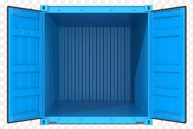 蓝色集装箱打开的门