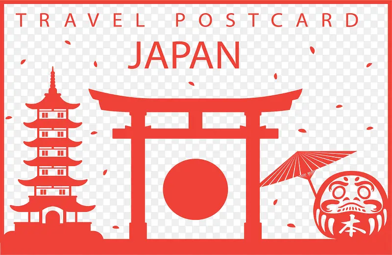 红色日本旅游纪念