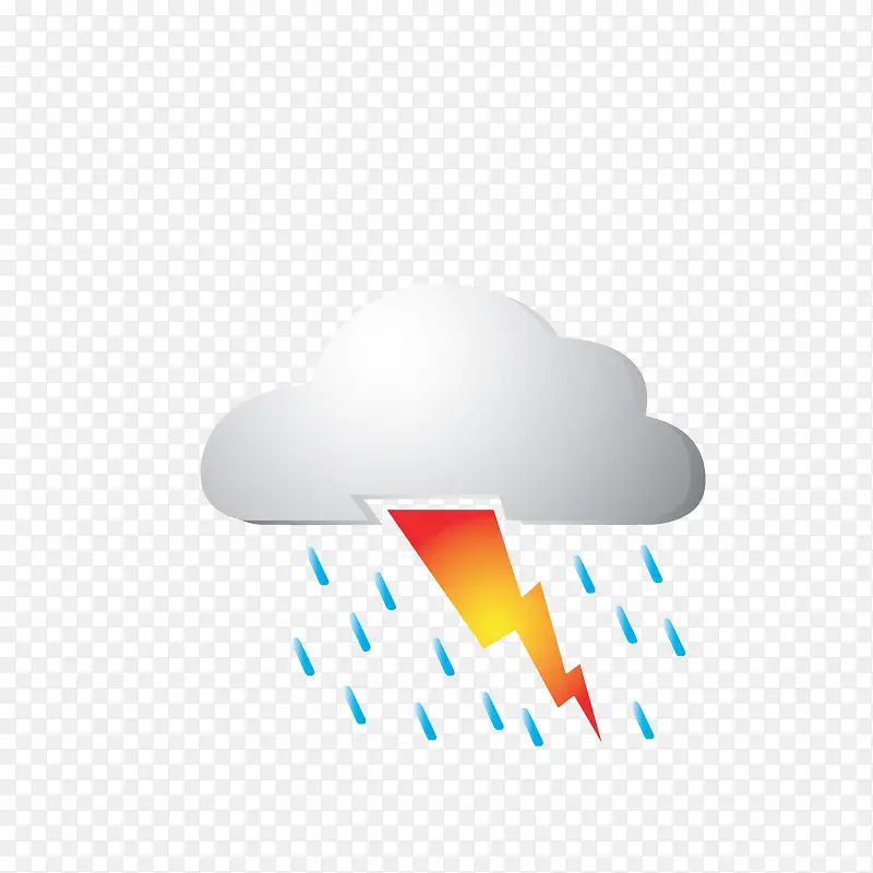 卡通雷雨天气气象标志素材