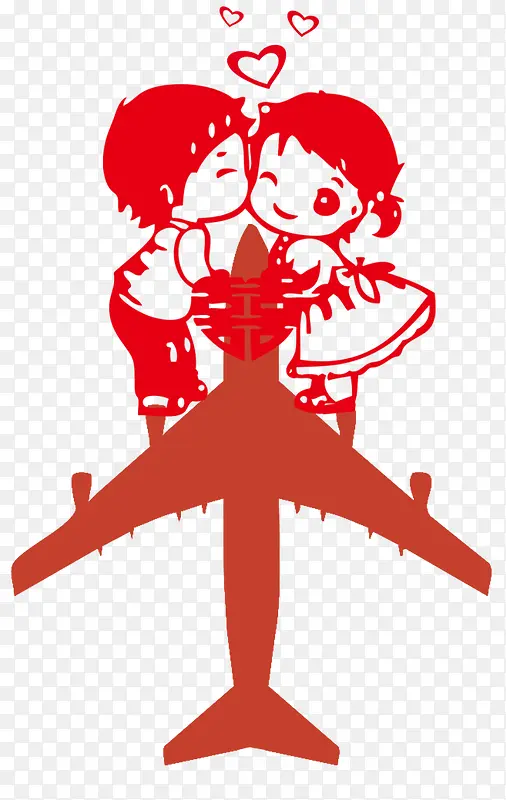 亲昵的小孩和飞机
