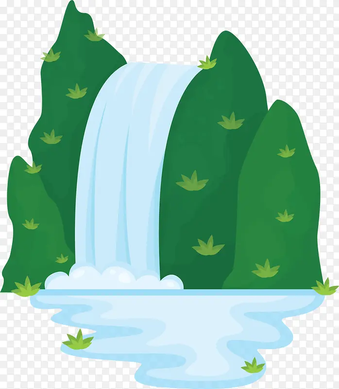 绿色小草假山瀑布