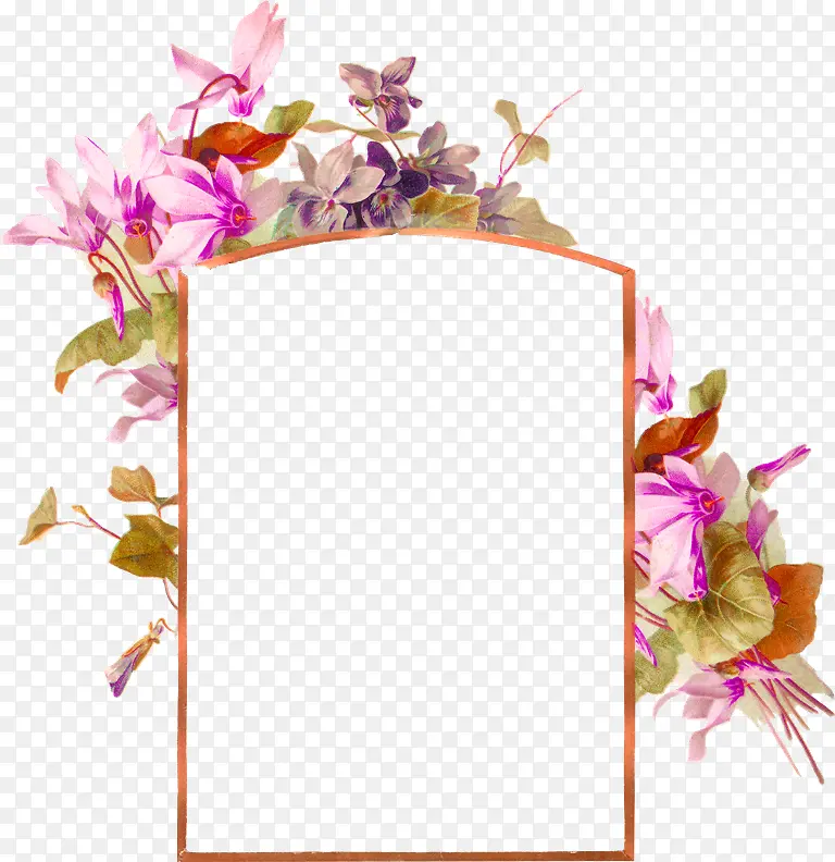 紫色手绘花朵边框纹理