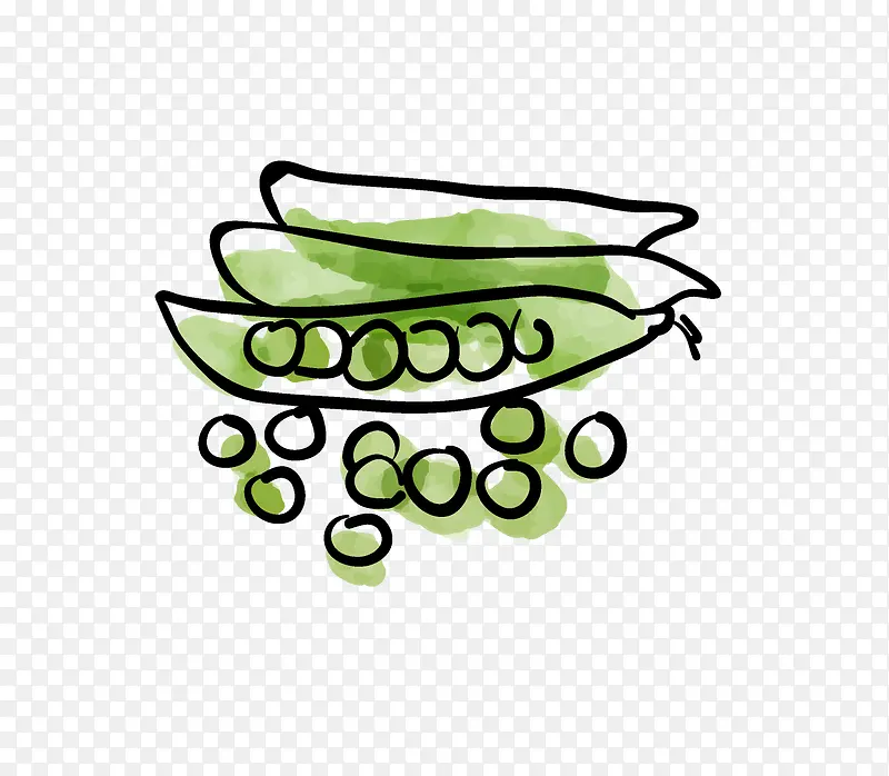 卡通手绘绿色的豌豆