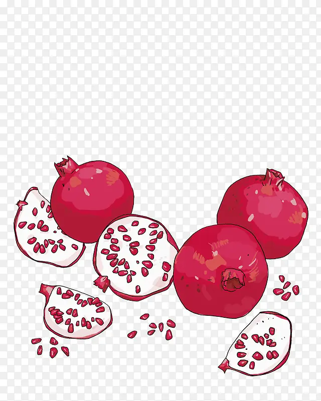 红色水果手绘石榴
