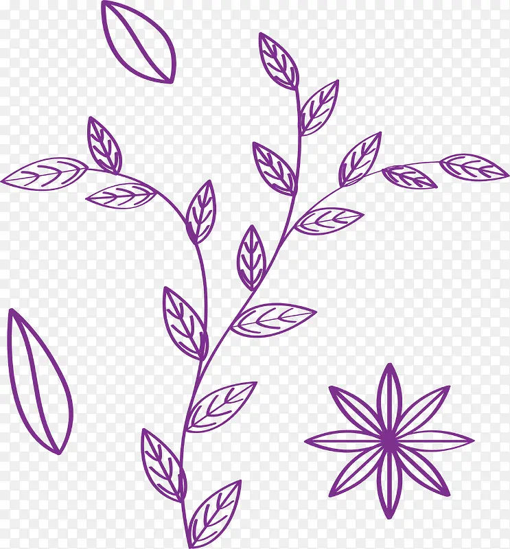紫色线条树叶花纹