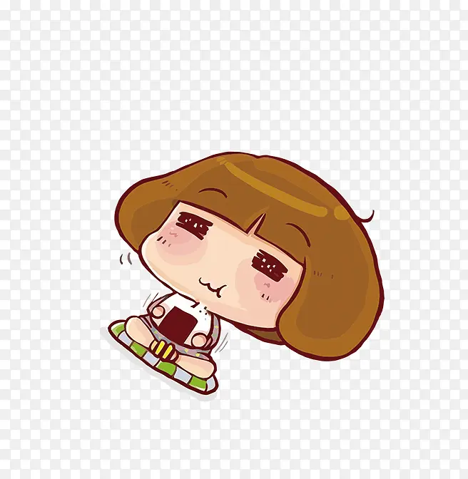 卡通小女孩吃饭团装饰图案