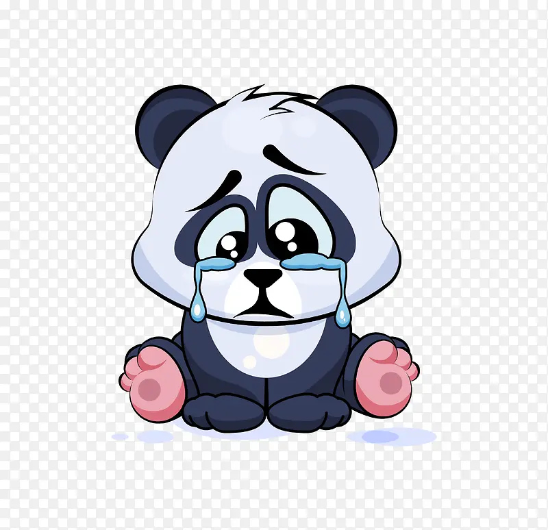 手绘卡通哭泣的小熊猫