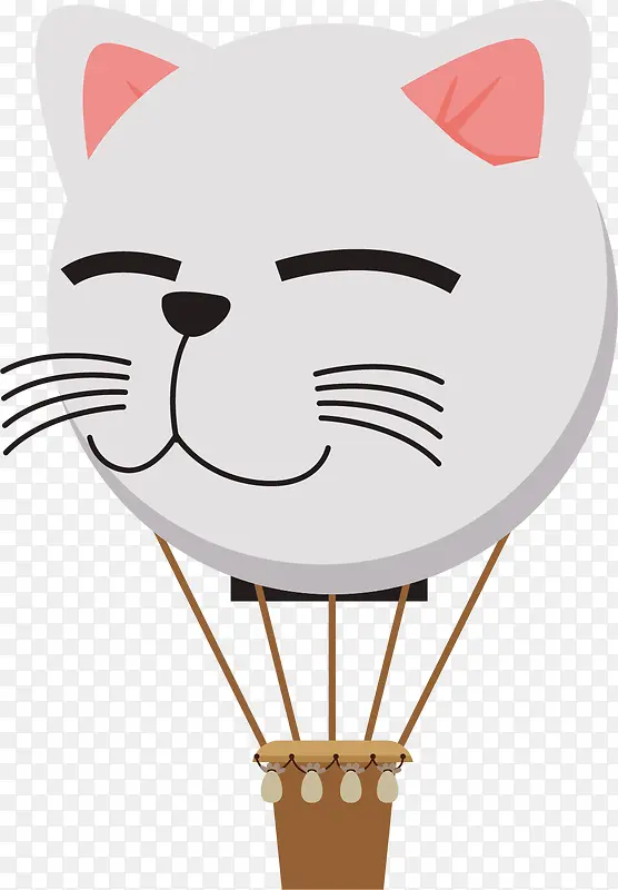 白色卡通猫咪矢量热气球