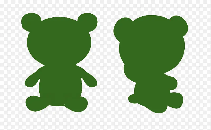 两只绿色小熊剪影