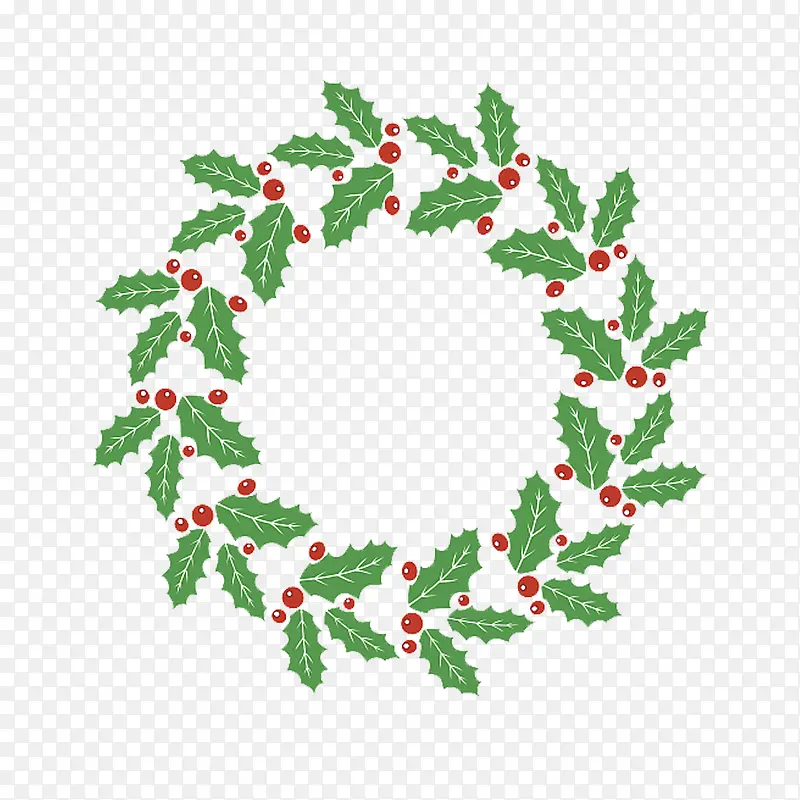 矢量可爱圣诞绿叶圈