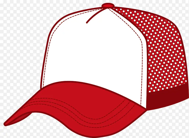 红白色扁平风格帽子