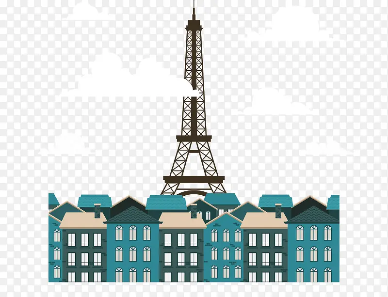 蓝色法国巴黎铁塔