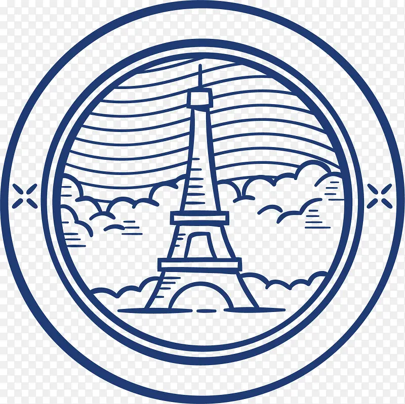 蓝色法国巴黎铁塔标签