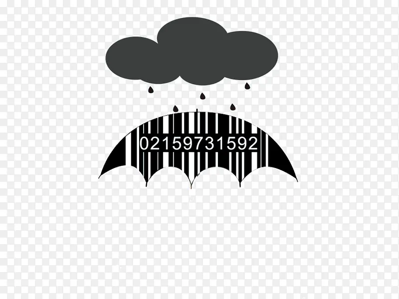 灰色乌云下雨伞形状商品条形码矢