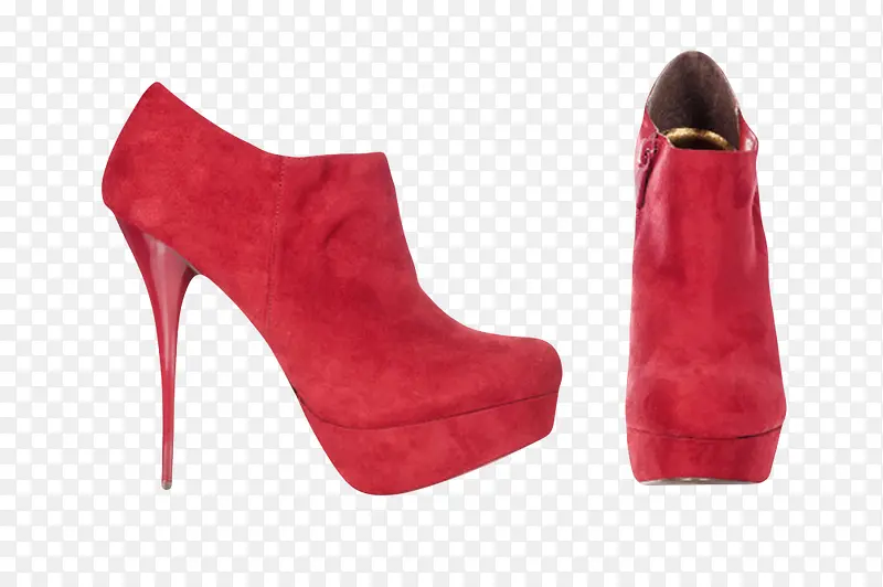 红色女性钉子形跟约会包头高跟鞋