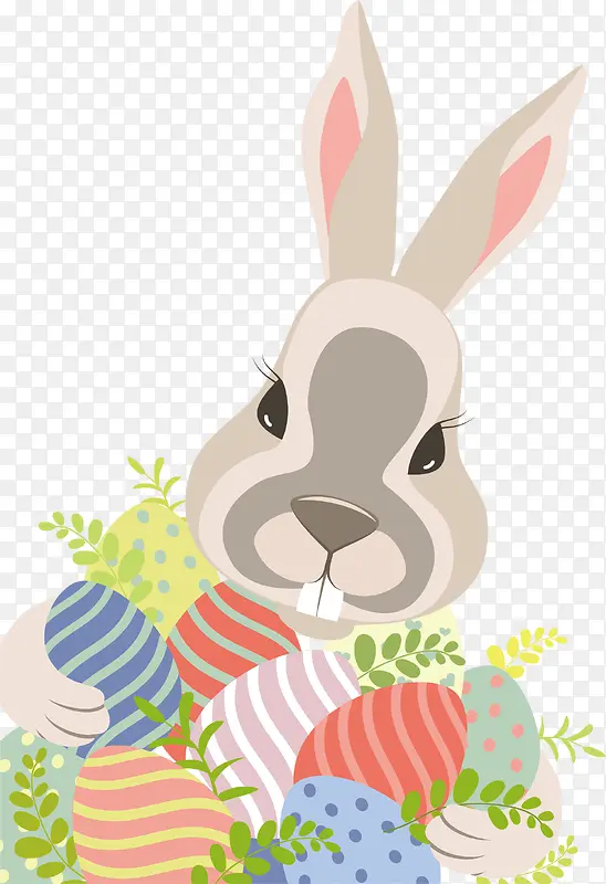 矢量图抱彩蛋的兔子