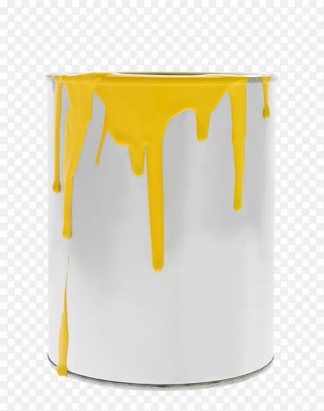 一桶黄色滴落油漆