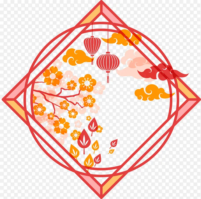 橙色中国风灯笼标志