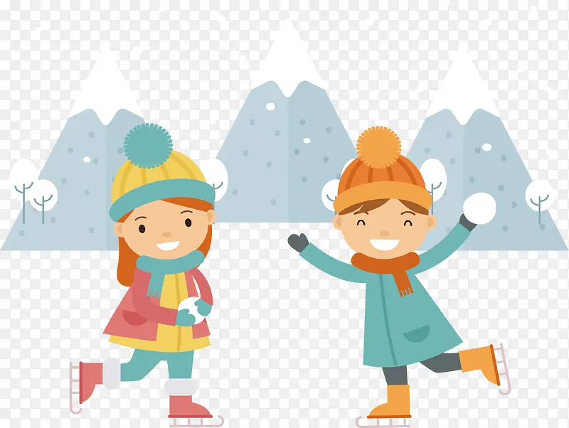 滑冰打雪仗的人