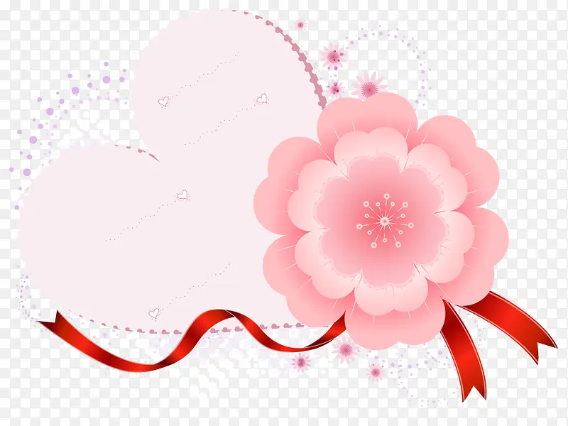粉红色花瓣心形标签
