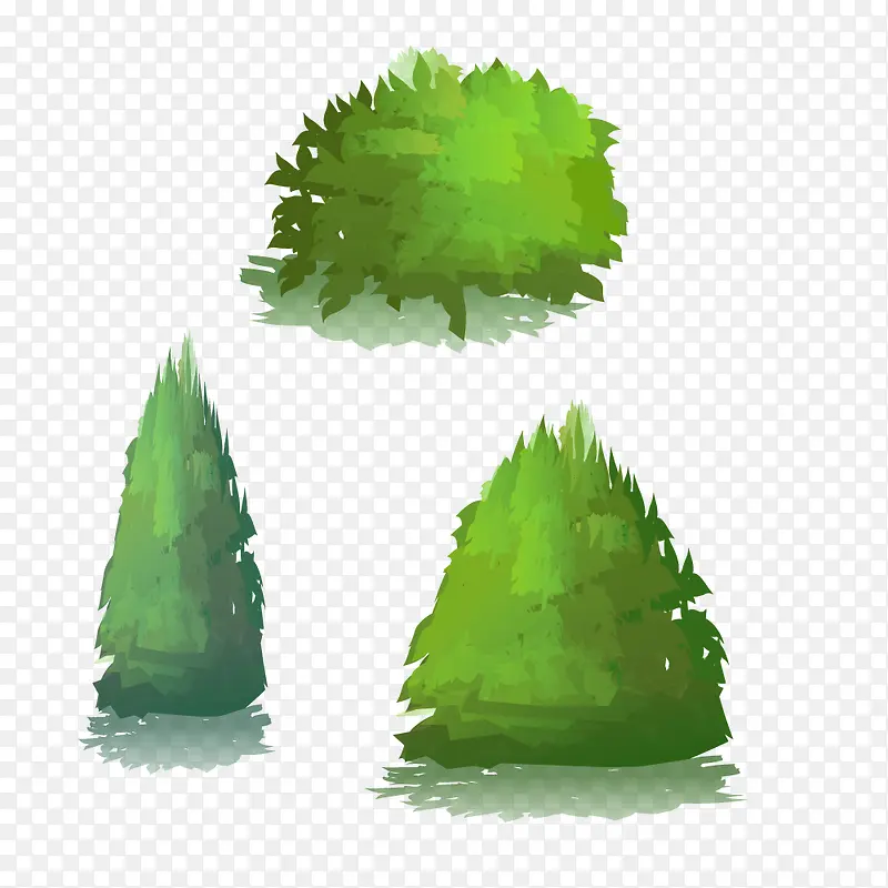 绿色圆形长形各式树木