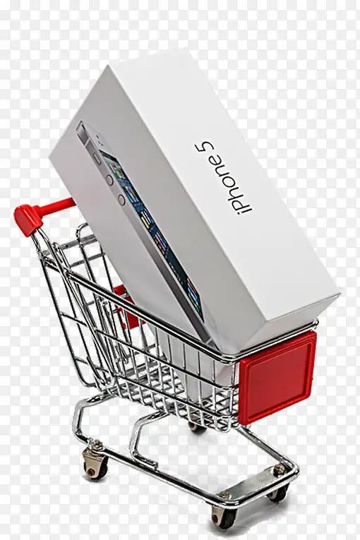 购物车中的苹果5手机包装
