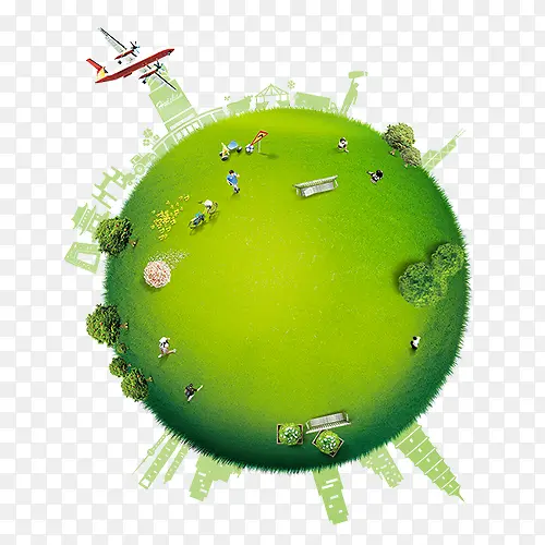 绿色自然装饰地球设计图