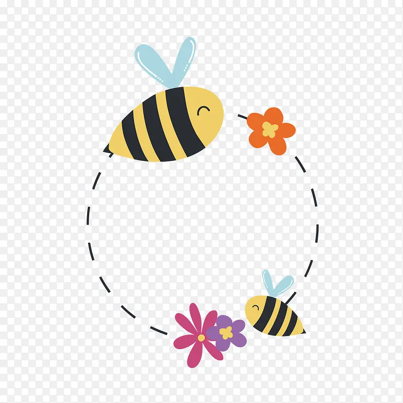 卡通矢量春天蜜蜂免抠素材
