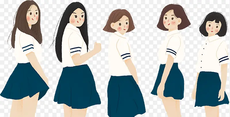 蓝色青春高中毕业季校服女生