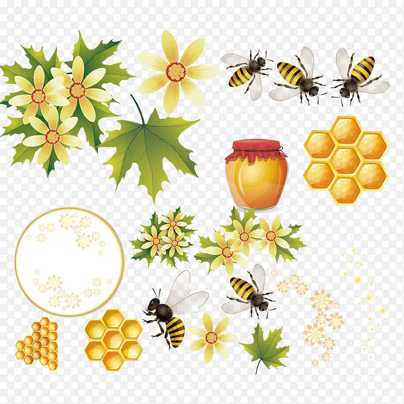 蜂蜜蜂巢蜜蜂矢量素材