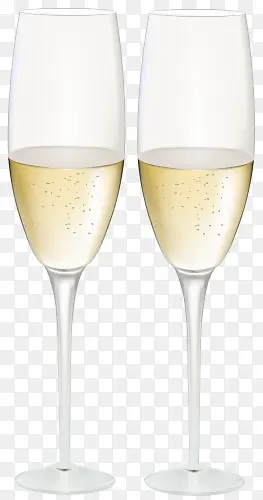 一对高脚杯的香槟酒