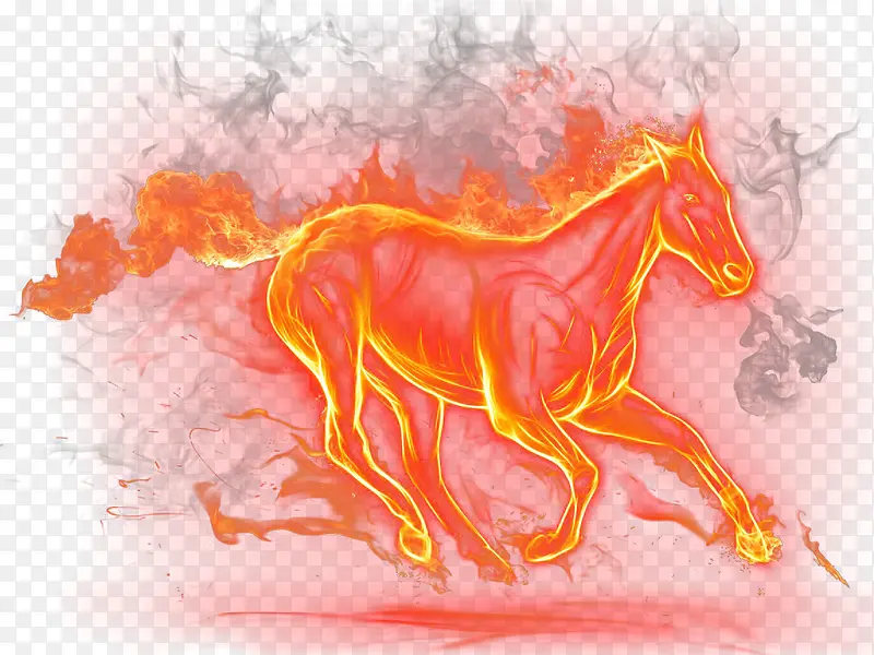 奔跑的身上燃烧火焰的马