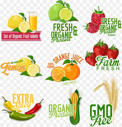矢量水果蔬菜农产品标签