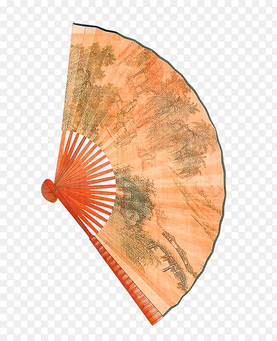 褐色中国风扇子装饰图案